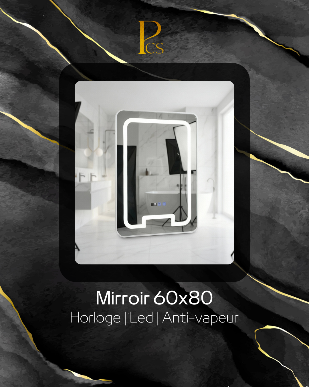 Mirroir 60 cm + anti-vapeur Chrome