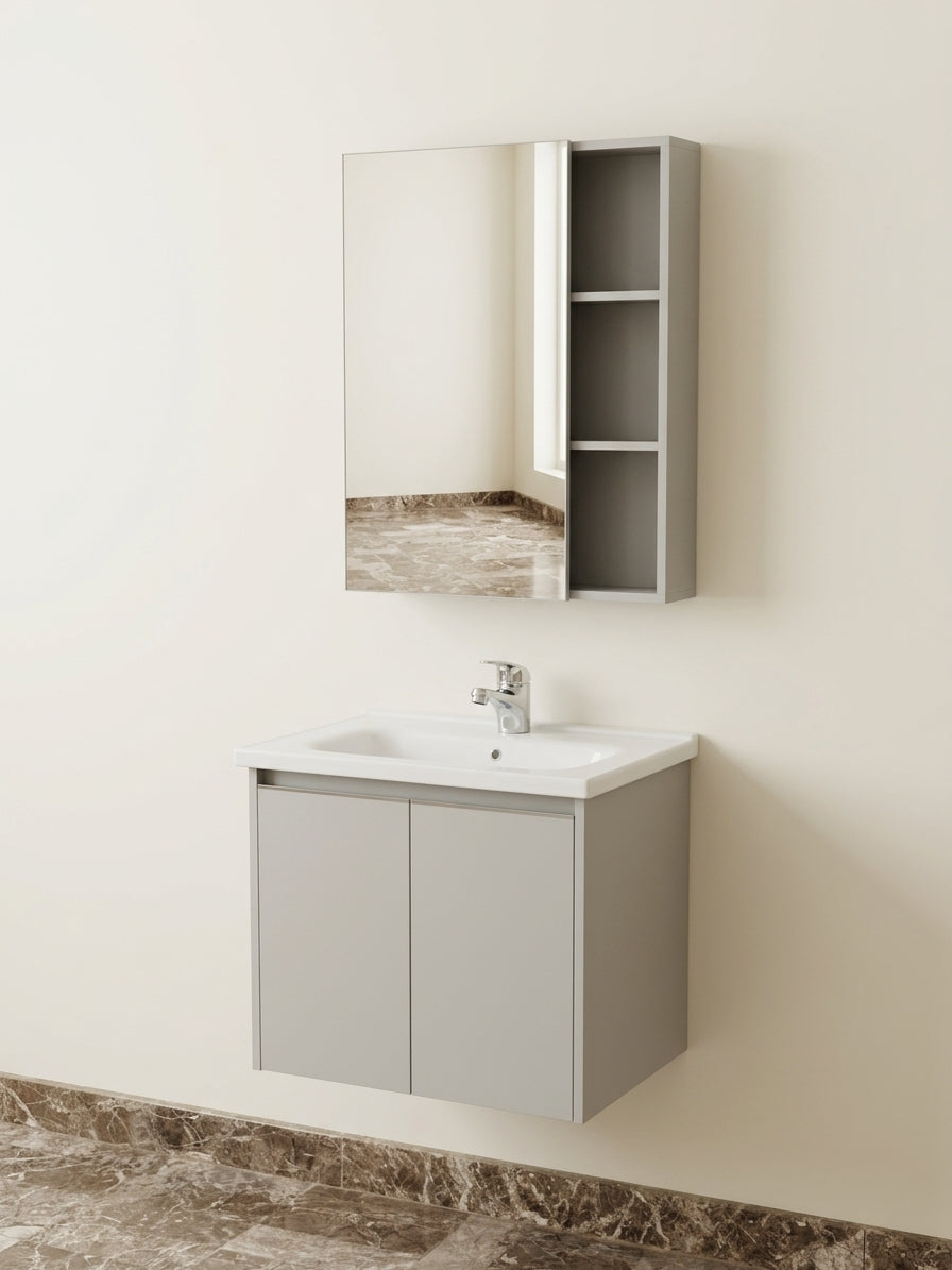 Meuble salle de bain gris clair en PVC 51x36 cm